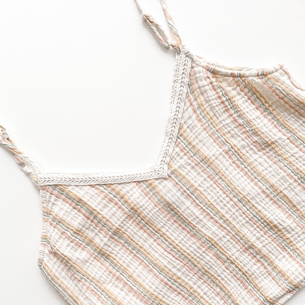 RAINBOW Crochet Trim Gauze Tank